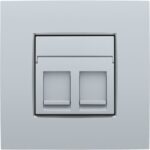 Enjoliveur 2x RJ11/RJ45 plate, avec porte-étiquette plein, sterling (ref:121-65200)