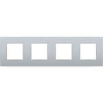 Plaque de recouvrement (71mm) quadruple horizontal, sterling (ref:121-76400)