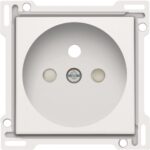 Enjoliveur simple pour prise de courant 2P+A (broche) + sécurité, BLANC steel (ref:154-66601)