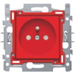 Prise de courant avec broche de terre et sécurité d'enfants, rouge (ref:199-66600)