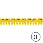 Repère CAB 3 - lettre O noir/jaune - 0,5 à 1,5 mm² (Pack de 300)  (ref:38314)