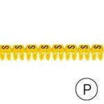 Repère CAB 3 - lettre P noir/jaune - 0,5 à 1,5 mm² (Pack de 300)  (ref:38315)