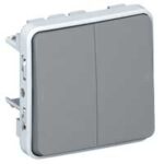 Plexo poussoir double 10a 250v composable gris (ref:69545)