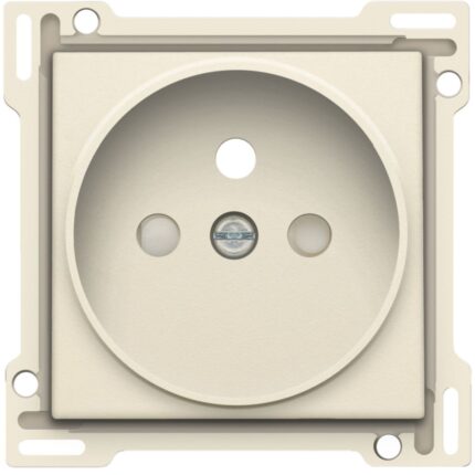 Enjoliveur simple pour prise de courant 2P+A (broche) + sécurité, crème (ref:100-66101)