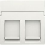 Enjoliveur 2x RJ11/RJ45 plate, avec porte-étiquette plein, blanc (ref:101-65200)