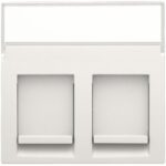 Enjoliveur 2x RJ45 UTP cat.5E, plate, avec porte-étiquette transparent, blanc (ref:101-65600)