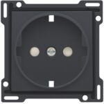 Enjoliveur pour prise de courant avec terre latérale et sécurité, anthracite (ref:122-66901)