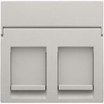 Enjoliveur 1x RJ11/RJ45 plate, avec porte-étiquette plein, gris clair (ref:102-65200)