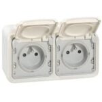 Plexo prise 2x2P+T hor. GP blanc appareil complet (ref:69919)