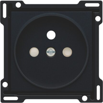 Enjoliveur simple pour prise de courant avec 2P+A (broche) + sécurité, noir (ref:161-66101)