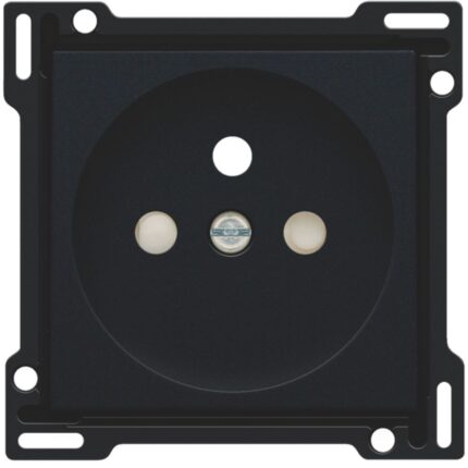 Enjoliveur simple pour prise de courant avec 2P+A (broche) + sécurité, noir (ref:161-66601)