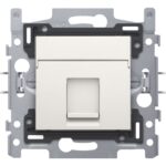 Support avec 1x RJ11 UTP, plate, avec porte-étiquette plein, blanc (ref:101-65113)