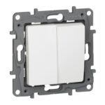 Niloé interrupteur 2 directions double 10AX 250V blanc à griffes (ref:664502)