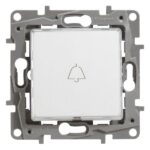 Niloé poussoir porte-étiquette 6A 250V blanc/crème à griffes (ref:664515)