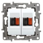 Niloé prise double haut-parleur bornes auto blanc à vis (ref:664781)