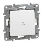 Niloé poussoir porte-étiquette 6A - 250V blanc/crème à vis (ref:664715)