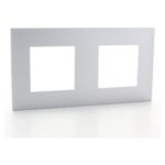 Valena Next plaque 2 postes hor/vert entraxe 71mm alu chrome (ref:741142)