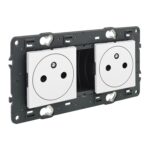 Valena Next prise 2x2P+T précâblée affleurante appareil complet blanc à vis (ref:741532)