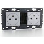 Valena Next prise 2x2P+T précâblée affleurante appareil complet alu à vis (ref:741632)