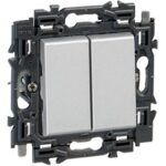 Valena Next double poussoir 6A appareil complet alu à griffes (ref:741649)