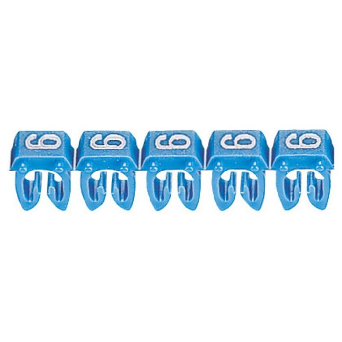 Repère CAB 3 - chiffre 6 bleu - sect. 0,15 à 0,5 mm² (Pack de 1000)  (ref:38106) – Image 1