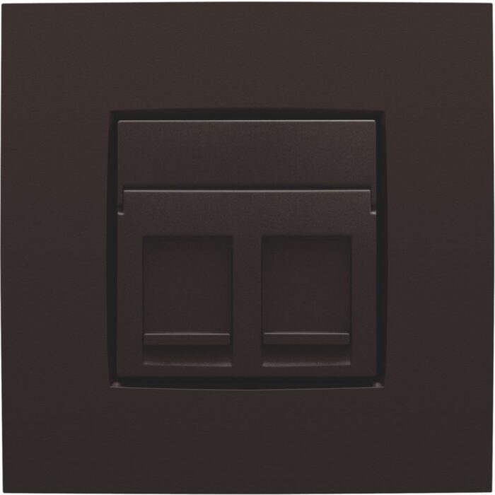 Enjoliveur 1x RJ11/RJ45 plate, avec porte-étiquette plein, brun (ref:124-65200) – Image 1