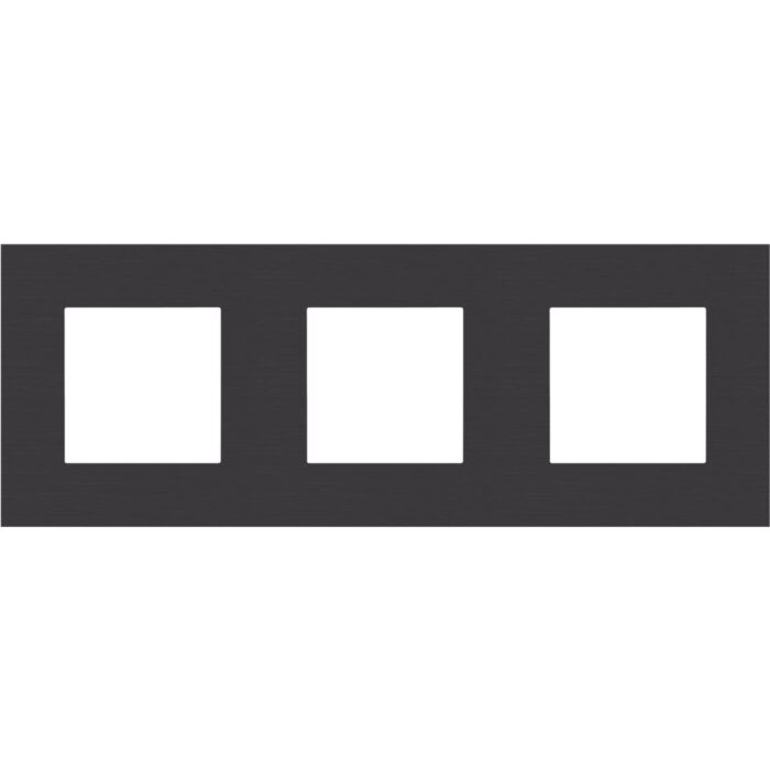 Plaque de recouvrement (71mm) triple horizontal, alu noir (ref:158-76700) – Image 1