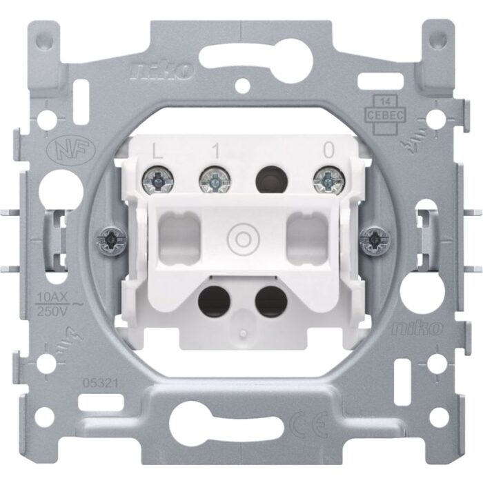 Bouton poussoir 10A 250V AC, NO, avec bornes de raccordement (ref:170-00000) – Image 1