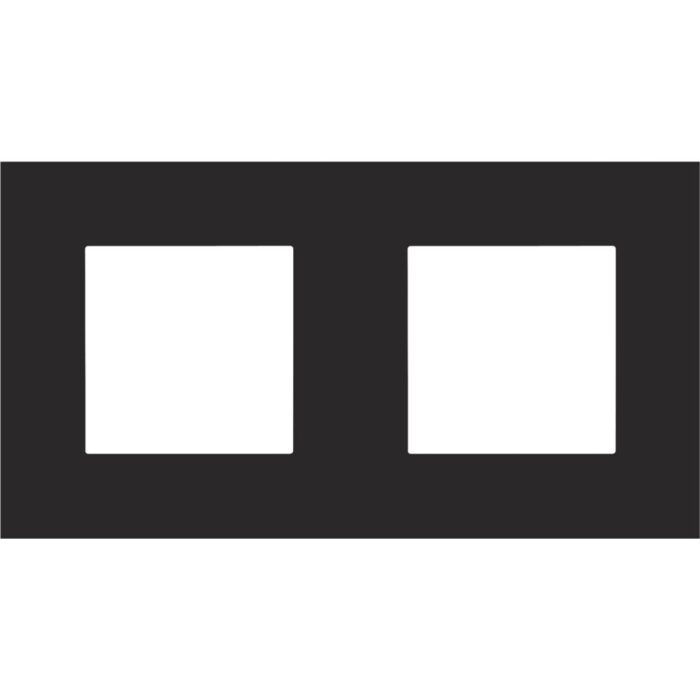 Plaque de recouvrement (71mm) double horizontal, noir (ref:161-76800) – Image 1