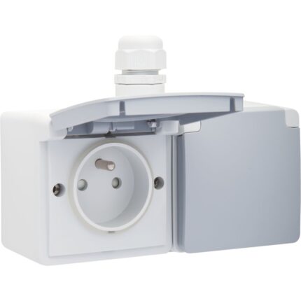 New Hydro double prise murale 16A 250V horizontale 1 entrée M20 par le haut (ref:700-37748)