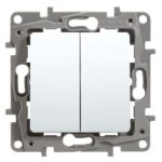 Niloé poussoir double 6A 250V NO-NF blanc à griffes (ref:664508)