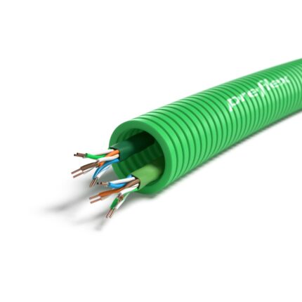 Preflex tube précâblé 20mm LS0H vert + data 2 X U/UTP CAT6 (100m) (ref:TFZH2U/UTP6 R 100)