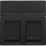 Enjoliveur pour connexion data avec 2 prises RJ, piano NOIR (ref:200-65200)