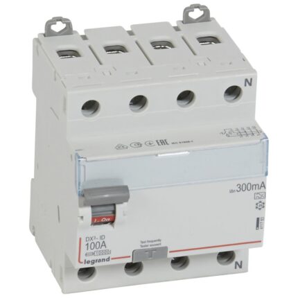 Interrupteur différentiel DX³ 4P 300mA 100A Type A - 4 modules (ref:411783)