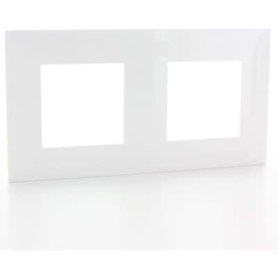 Valena Next plaque 2 postes hor/vert entraxe 71mm blanc chrome (ref:741112)
