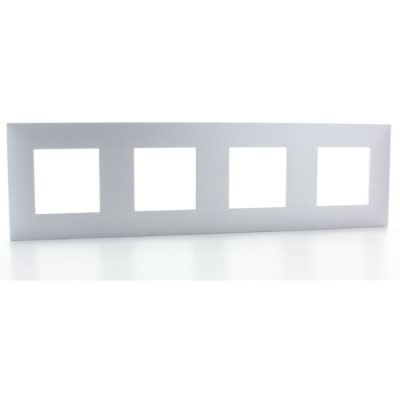Valena Next plaque 4 postes hor/vert entraxe 71mm alu chrome (ref:741144)